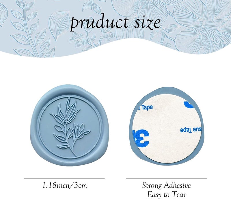 Pilloze 50Pcs Dusty Blue Self-Adhesive Wax Seal Stickers - Wax Seal Perfect for Wedding Invitation or Envelope Good Adhesion and Easy to Use, Wedding Invitation Accessories - Image 2